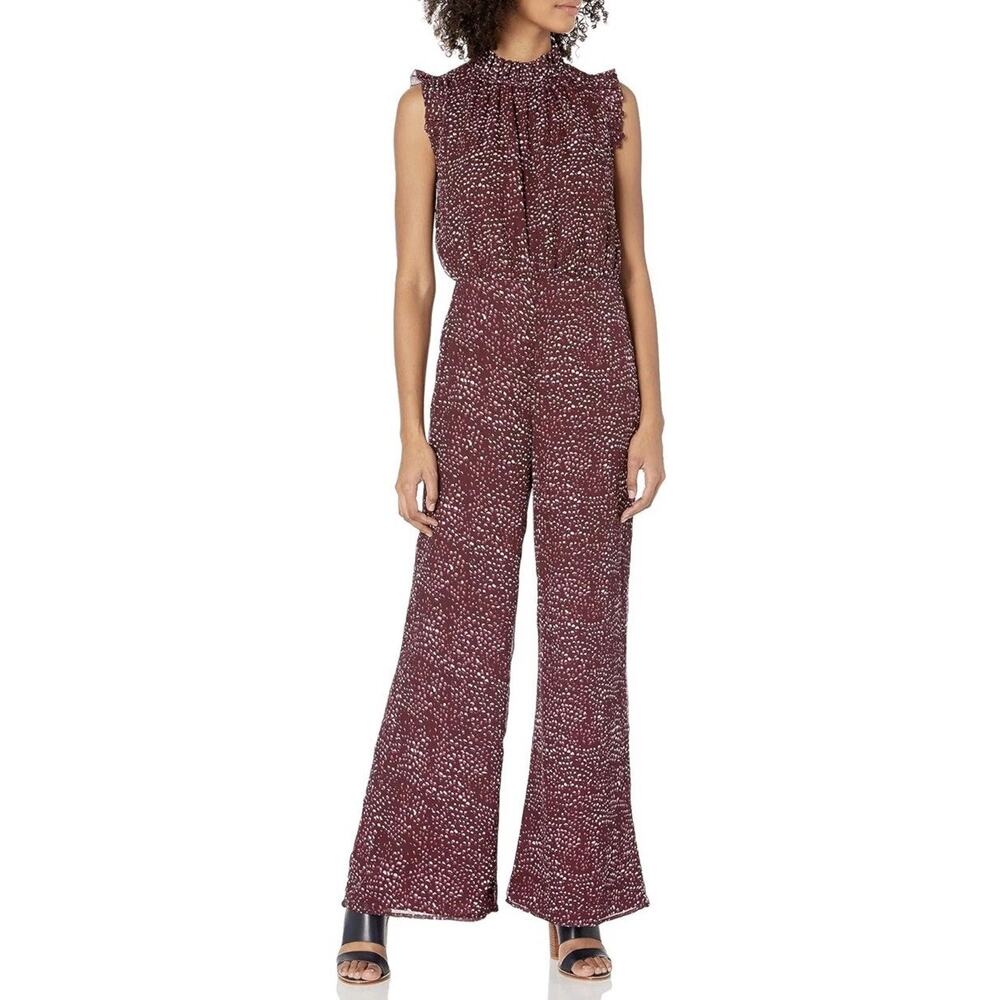 Anthropologie Ali & Jay It's You Girl Maroon Leopard Wide Leg Jumpsuit Medium